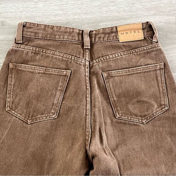 Motel Rocks Denim Parallel Jeans Rich Brown Size XXS - Picture 9 of 12